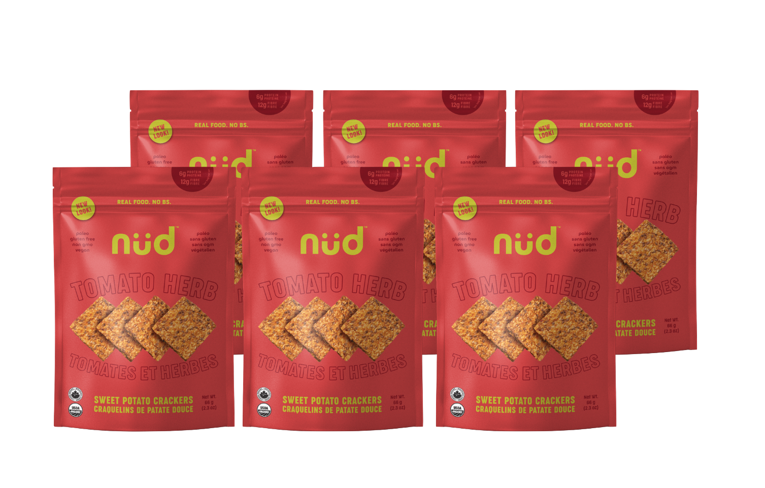 Tomato Herb Sweet Potato Crackers, 6 x 66g-Pack
